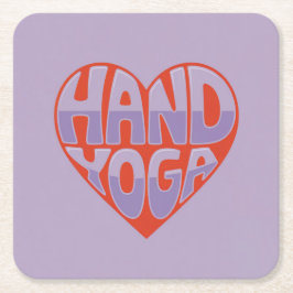 Hand Yoga Red Lavender Square Paper Coaster Set スクエアペーパーコースター