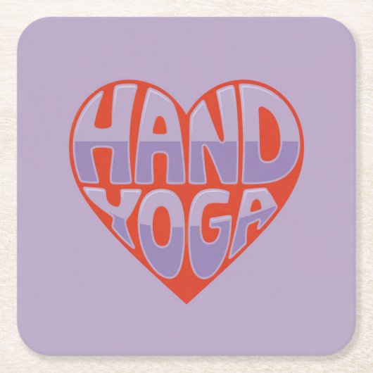 Hand Yoga Red Lavender Square Paper Coaster Set スクエアペーパーコースター (正面)