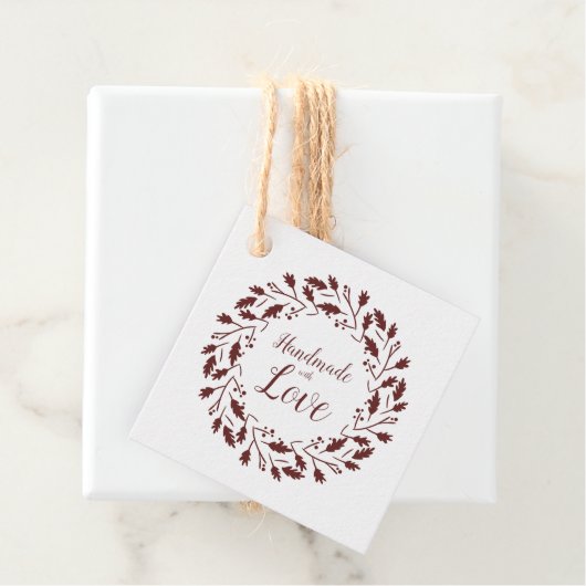 Handame With Love Floral Wreath Quote In Brown フェイバータグ (インサイチュ)