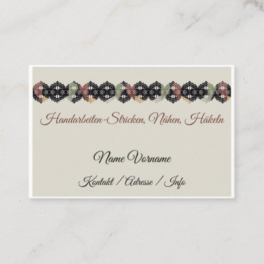 Handarbeiten stricken häckeln nähen 名刺 (正面)