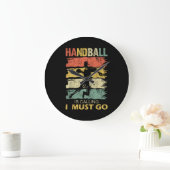 Handball is Calling Slogan Funny Retro ラージ壁時計 (ホーム)