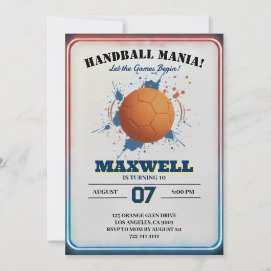 Handball Mania Birthday Invitation 招待状 (正面)