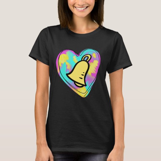 Handbell Ringer Multicolored Painted Heart Tシャツ (正面)
