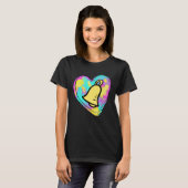 Handbell Ringer Multicolored Painted Heart Tシャツ (正面フル)