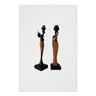 Handcrafted African Figurines Wall Art ポスター