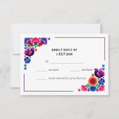 Handcrafted Colorful Folk Wedding Pattern 出欠カード (正面)