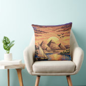 Handcrafted-Effect Giza Pyramids & Nile Sunset  クッション (椅子)