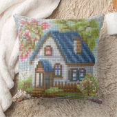 Handcrafted-Effect Mosaic Cottage Art Throw Pillow クッション (ブランケット)