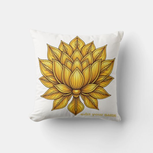 Handcrafted Gilded Lotus Flower Pichwai Style  Thr クッション (正面)