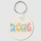 Handcrafted Pastel 2026 Paper-Cut Double-Sided キーホルダー (正面)