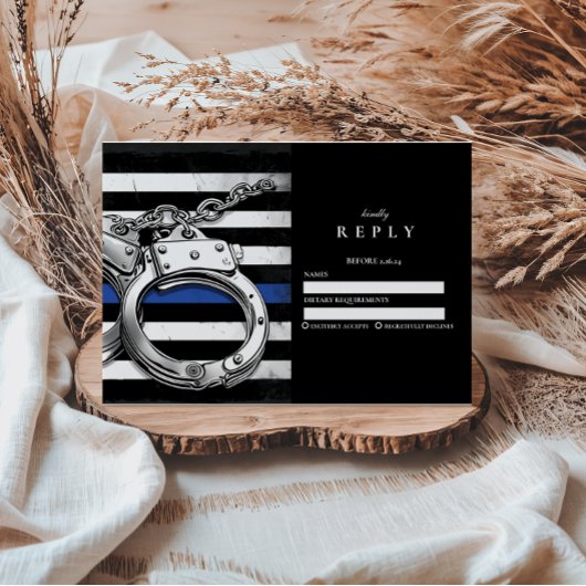 Handcuffs American Flag Police Graduation 出欠カード