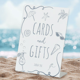 HandDrawn Beach Doodle Bridal Shower Cards & Gifts 台座サイン