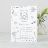 HandDrawn Beach Doodle Illustrations Bridal Shower 招待状 (スタンド正面)