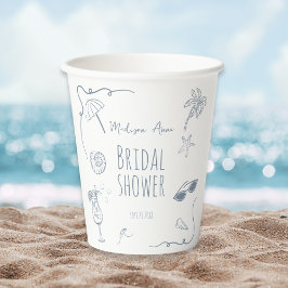 HandDrawn Beach Doodle Illustrations Bridal Shower 紙コップ