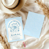 Handdrawn Blue Fresh Off the Market Bridal Shower 招待状