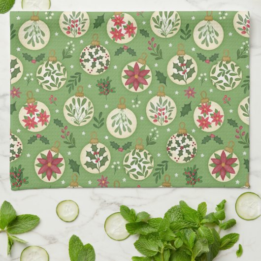 HandDrawn Christmas Ornament Kitchen Towel キッチンタオル (折り畳み)