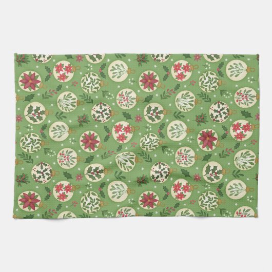 HandDrawn Christmas Ornament Kitchen Towel キッチンタオル (横)