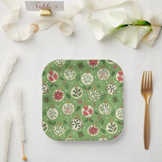 HandDrawn Christmas Ornament Paper Plates ペーパープレート (ウェディング)