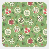 HandDrawn Christmas Ornament Sticker スクエアシール (正面)