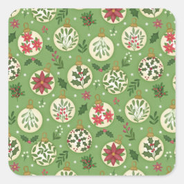 HandDrawn Christmas Ornament Sticker スクエアシール