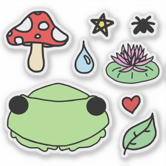 handdrawn froggy and other frog related doodles シール (正面)