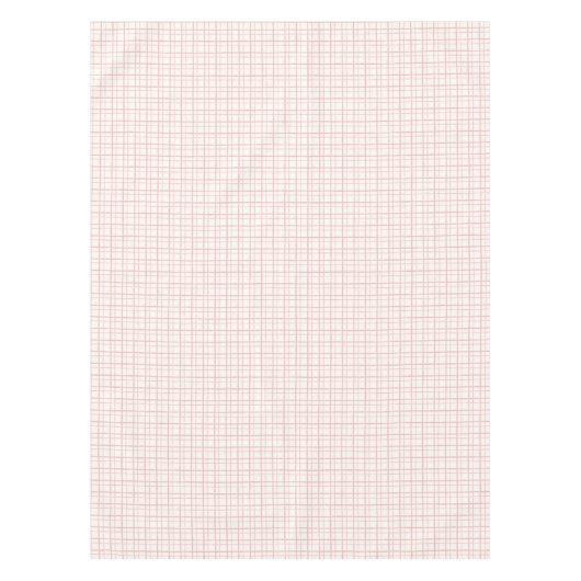 HandDrawn Organic Grid Check Ballet Pink テーブルクロス (正面)