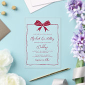 Handdrawn Red Bow Coquette Modern Chic Wedding  アクリル招待状 (インサイチュ (ウェディング))