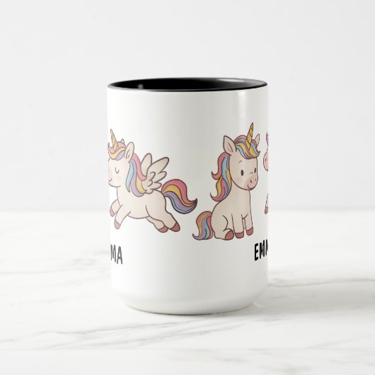 Handdrawn Unicorn Custom Cute マグカップ (中央)