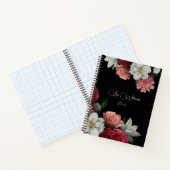 Handdrawn Vintage Roses Black Background ノートブック (内部)