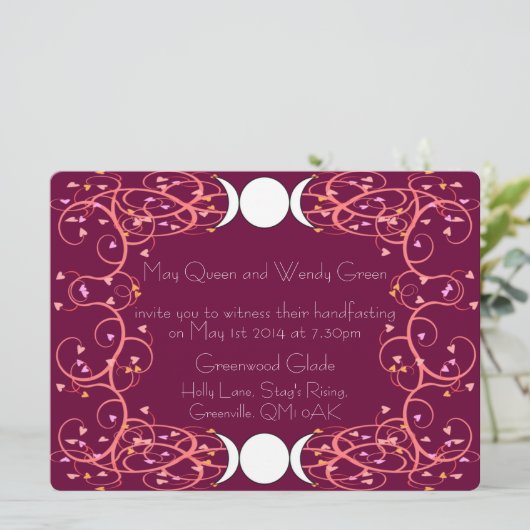 Handfastingの1匹のレズビアンの招待状に付き倍3匹 招待状 (スタンド正面)