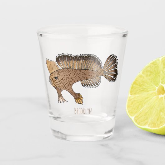 Handfish cartoon illustration  ショットグラス (正面)