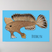 Handfish cartoon illustration ポスター (正面)