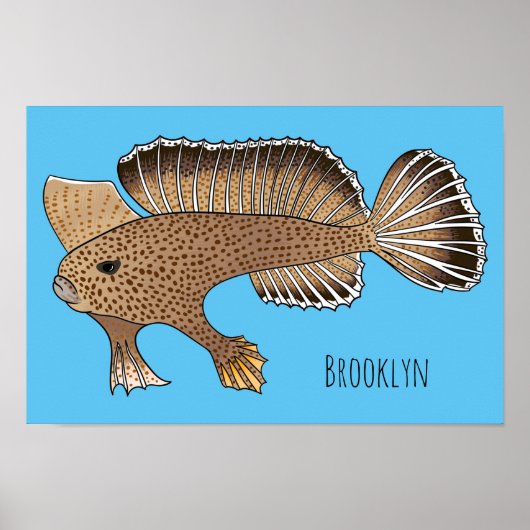 Handfish cartoon illustration  ポスター (正面)