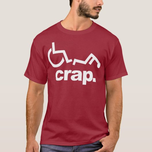 Handicap Wheelchair Funny Wheelchair Fall Tシャツ (正面)