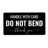 Handle with Care - Do Not Bend Black Shipping ラベル (正面)