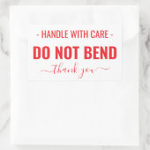 Handle with Care Do Not Bend Warning 長方形シール (バッグ)