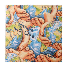 Handle with Care Earth Day Decorative Ceramic tile タイル