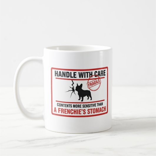 Handle With Care French Bulldog Sensitive Stomach  コーヒーマグカップ (左)