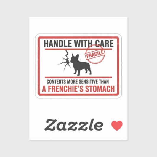 Handle With Care French Bulldog Sensitive Stomach  シール (シート)