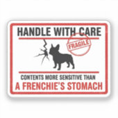 Handle With Care French Bulldog Sensitive Stomach  シール (正面)