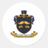 Handlebar Moustache Gentleman's Round Sticker ラウンドシール (正面)