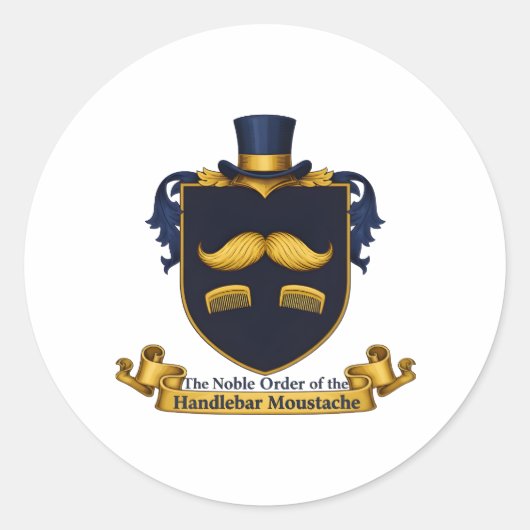 Handlebar Moustache Gentleman's Round Sticker ラウンドシール (正面)