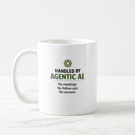 Handled by Agentic AI Funny Tech Coffee Mug コーヒーマグカップ (左)