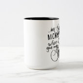 Handletteredの発言マグ、キリスト教の発言はは、私にイエス・キリストを与えます ツートーンマグカップ (中央)