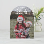 Handlettered Arch-Shaped Custom Photo Holiday Card 招待状 (スタンド正面)