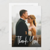 Handletteringスクリプトシンプルのモダン写真結婚の種類 サンキューカード (正面/裏面)