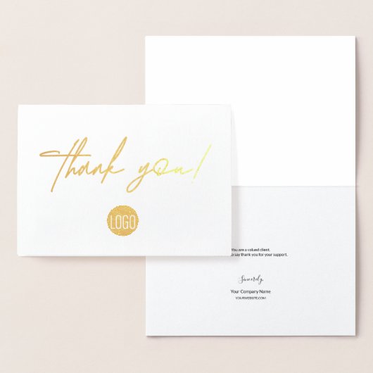 Handlettering Businessスタイリッシュロゴありがとう金ゴールド 箔カード (ディスプレー)