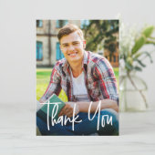 Handlettering Script Graduate Photo Graduation サンキューカード (スタンド正面)