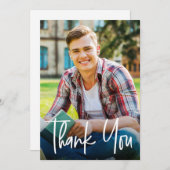 Handlettering Script Graduate Photo Graduation サンキューカード (正面/裏面)