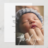 Handlettering Thank Youベビー写真の告知 案内状 (正面/裏面)